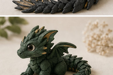Baby Forest Dragon in matte deep green.